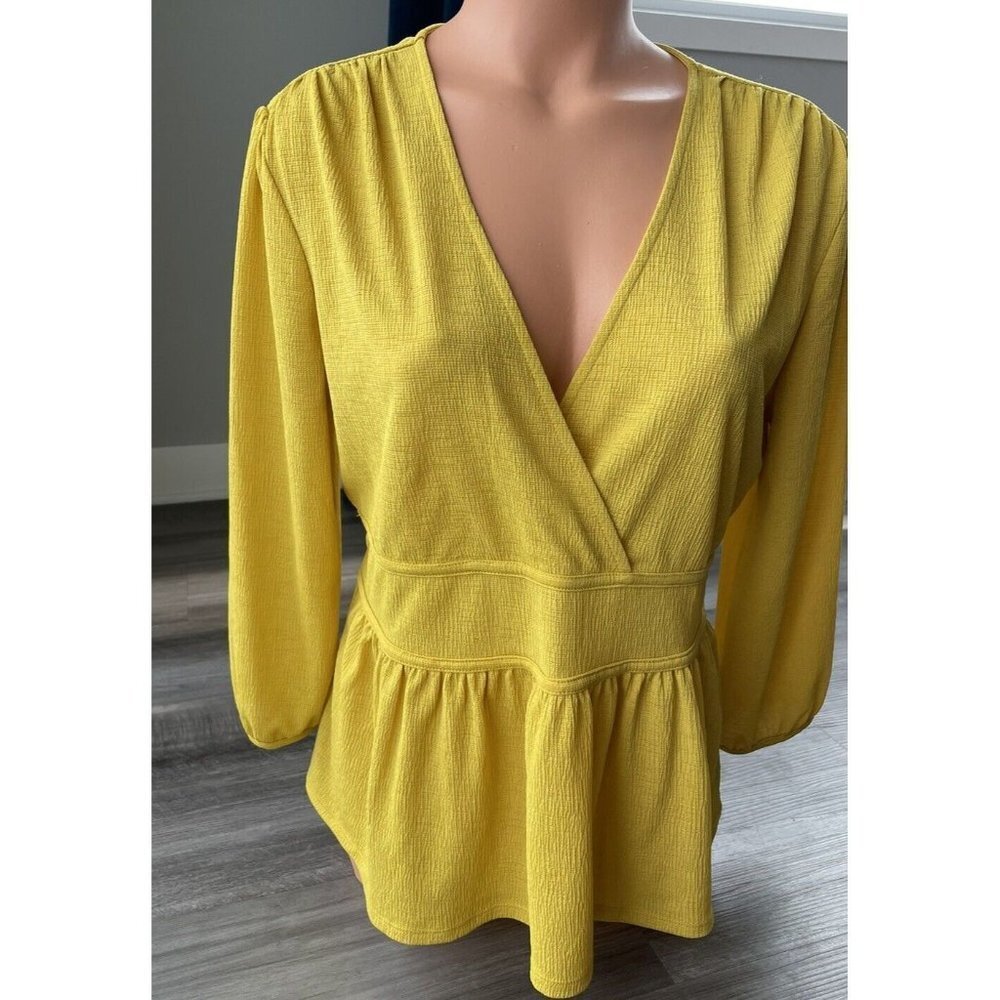 Ann Taylor Yellow V-Neck Blouse
